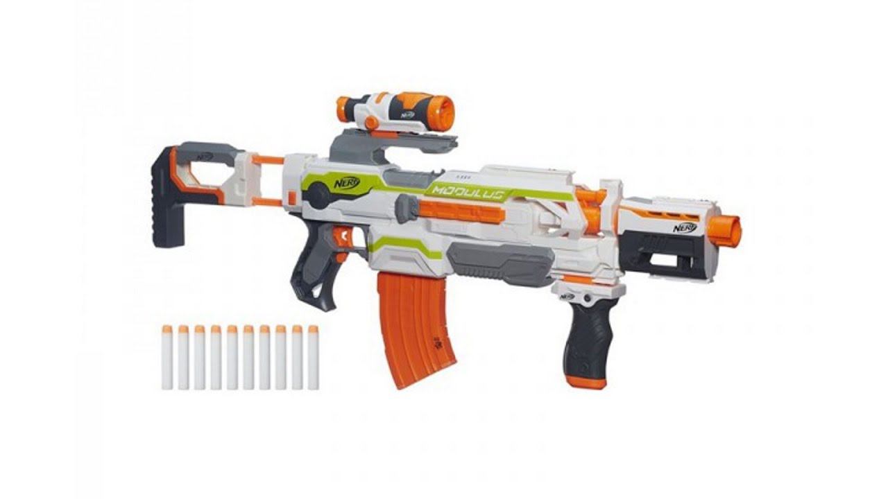 Видео обзор Бластера НЁРФ Модулус - Nerf N-Strike Modulus ECS-10, стрельба по кубикам смотреть онлайн