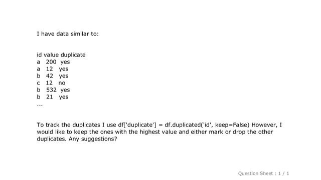 Pandas : Pandas keep duplicated with highest value смотреть онлайн