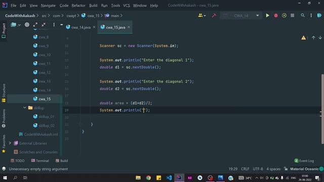 Java Program To Calculate Area Of Rhombus | CWA_15 | Code With Aakash смотреть онлайн