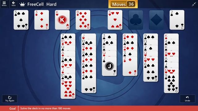 Star Club | FreeCell | Hard II - Solve the deck in no more than 100 moves смотреть онлайн