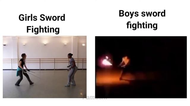 Girls sword fighting VS Boys sword fighting смотреть онлайн