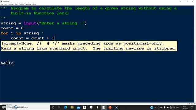 Python Program to calculate length of a String without using built-in function len() | Class 11 & 1 смотреть онлайн