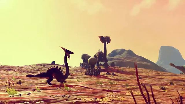 Пасущиеся брахиозавры. No Man's Sky смотреть онлайн