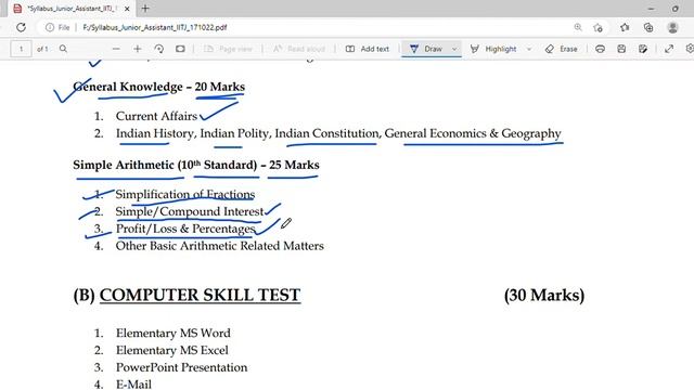 Syllabus Junior Assistant IIT Jodhpur Hindi, IITJ syllabus in Hindi, JS syllabus смотреть онлайн