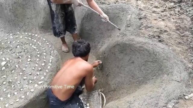 Build Creative Stone Flower Fish Pond By Ancient Skills смотреть онлайн
