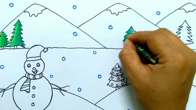 Easy and Simple Winter Season Drawing | How to Draw Winter Season Drawing | Easy winter drawing смотреть онлайн