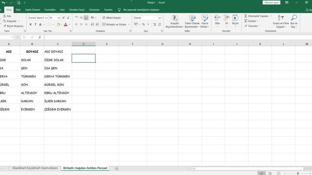 MS Excel'de Büyükharf, Küçükharf, Yazım.düzeni, Birleştir, Soldan, Sağdan, Parçaal Fonksiyonları смотреть онлайн