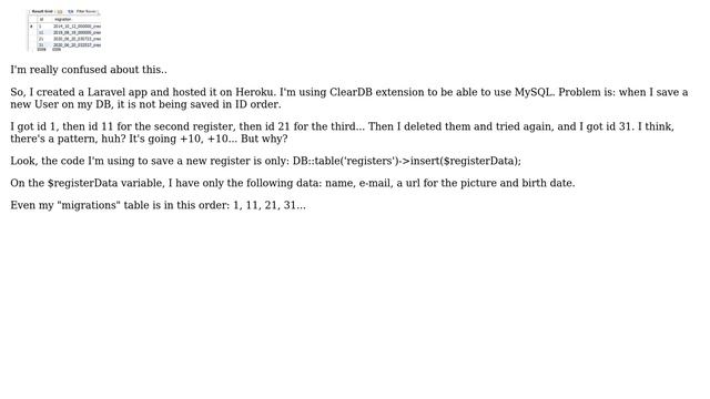 Databases: MySQL id not saving in order (Laravel in production) смотреть онлайн