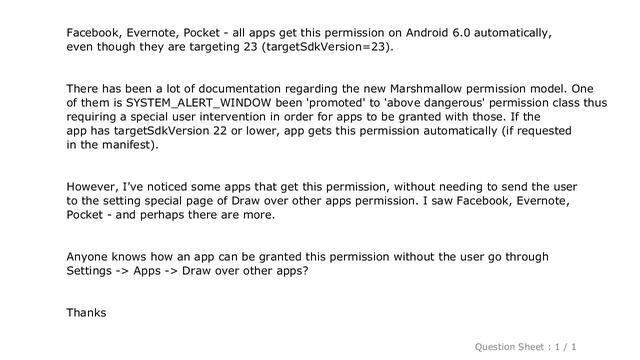 Android : SYSTEM_ALERT_WINDOW - How to get this permission automatically on Android 6.0 and targetS смотреть онлайн