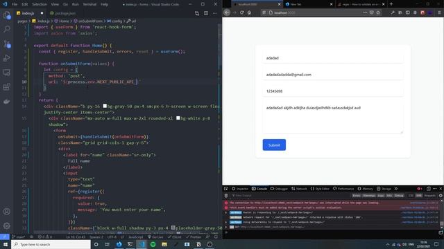 Next.js (react) contact form using react-hook-form and /api route for submission смотреть онлайн