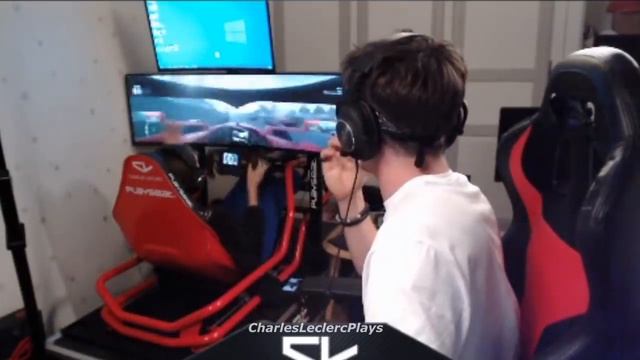 "Oh no, Seb! She put Seb OUT ! Charles Leclerc watching his Girlfriend playing F1 Virtual ? смотреть онлайн