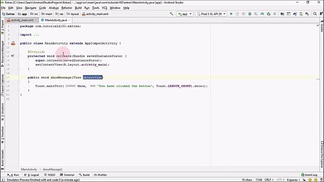 Performing On Click Event of a Button in Android Studio using onClick XML Attribute | Simplest Way смотреть онлайн