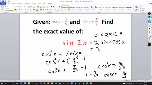 Use the Given Info to Find the Exact Value of sin 2x and sin x/ 2 смотреть онлайн