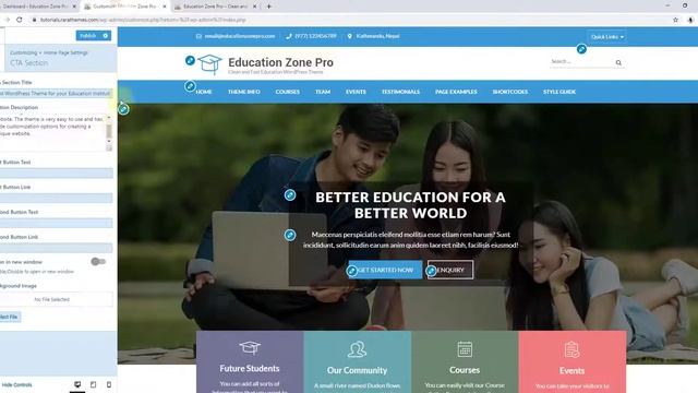 How to add CTA Section on homepage | Education Zone Pro WordPress Theme смотреть онлайн