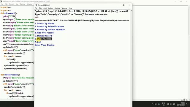 Periodic table project in python || CBSE class 12 || csv file handling project in python смотреть онлайн
