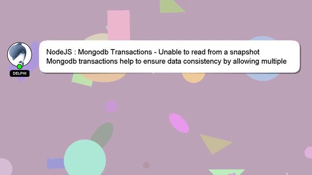 NodeJS : Mongodb Transactions - Unable to read from a snapshot смотреть онлайн