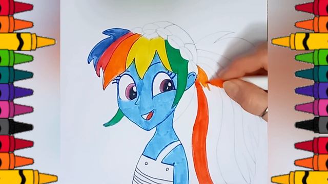 My little pony : Equestria girl Rainbow Dash drawing and coloring | art drawing смотреть онлайн