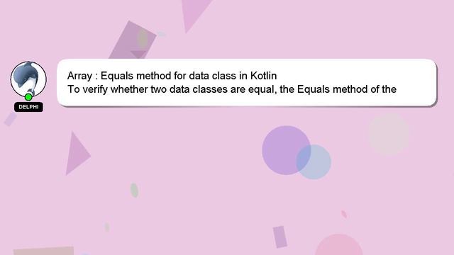 Array : Equals method for data class in Kotlin смотреть онлайн