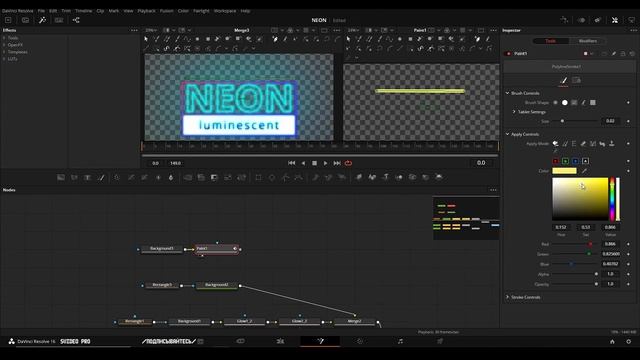 Неоновый текст в Davinci Resolve | Делаем повторяющуюся анимацию без копирования | Fusion | смотреть онлайн