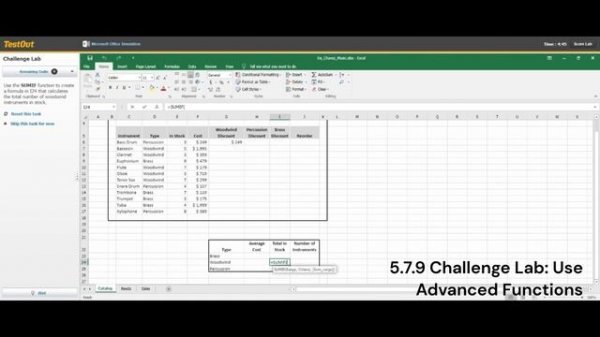 5.7.9 Challenge Lab  Use Advanced Functions EXCEL