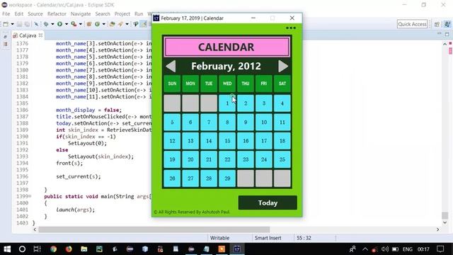 Calendar Application Program in JavaFX ¦ JAVA Eclipse смотреть онлайн