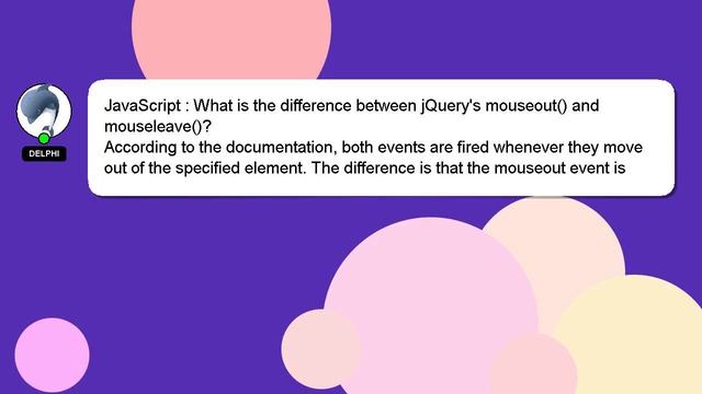 JavaScript : What is the difference between jQuery's mouseout() and mouseleave()? смотреть онлайн