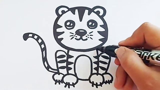 How To draw a tiger for kids | Как нарисовать тигра детям | Cómo dibujar un tigre para niños смотреть онлайн