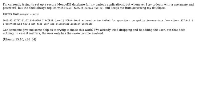 Unix & Linux: MongoDB authentication failed? смотреть онлайн