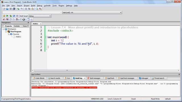 Lesson 7.4 : More about the printf function and an introduction to placeholders смотреть онлайн