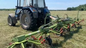 Ворошим сено. Сенокос 2022. Работа ворошилка claas в паре с трактором мтз. Лето.