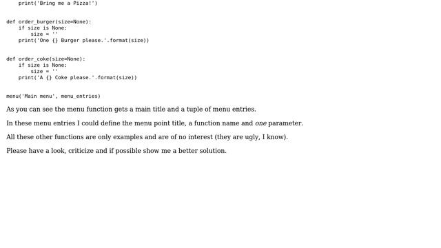 Code Review: A flexible menu function in python смотреть онлайн