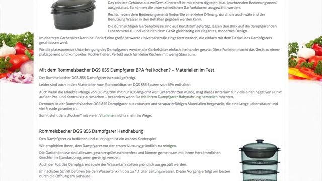 Dampfgarer Rommelsbacher DGS 855 Test (11/2016) смотреть онлайн