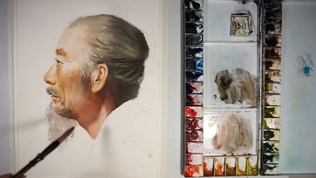 Portrait of Old Man - Watercolor Painting смотреть онлайн