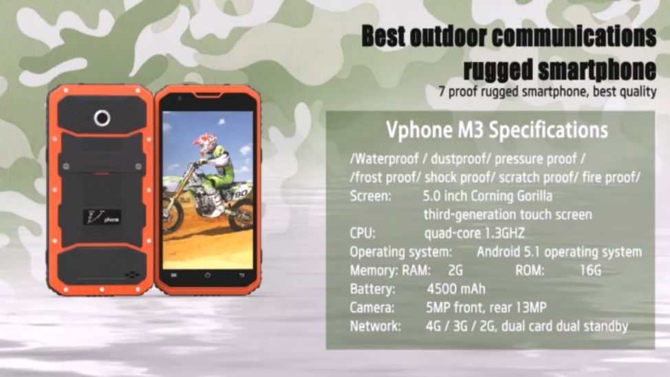 Смартфон Vphone M3 для любителей экстремального отдыха