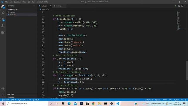 How to create colour changing snake game using turtle library in python(Part-5) смотреть онлайн