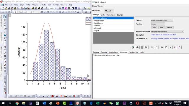 How to fit a histogram with a Gaussian distribution in Origin смотреть онлайн