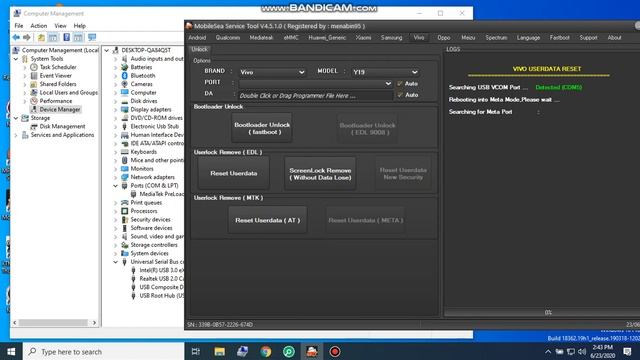 Vivo 1915 Y19 Mediatek MT6768 Helio P65 Screen Lock Remove Job 100% Done With MST 4 5 1