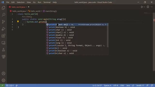print hello world in java | java first program смотреть онлайн