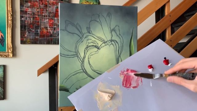 Tulips With Gold Leaf STEP By STEP Acrylic Painting Tutorial