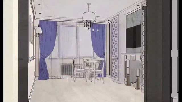 Дизайн-проект трехкомнатной квартиры в неоклассическом стиле, Москва смотреть онлайн