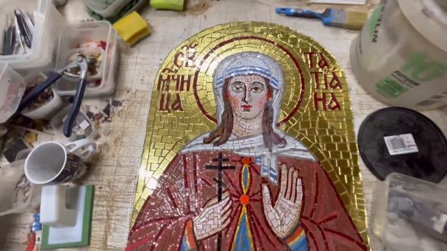 Процесс создания иконы. Завершающий этап. Затирка швов. смотреть онлайн