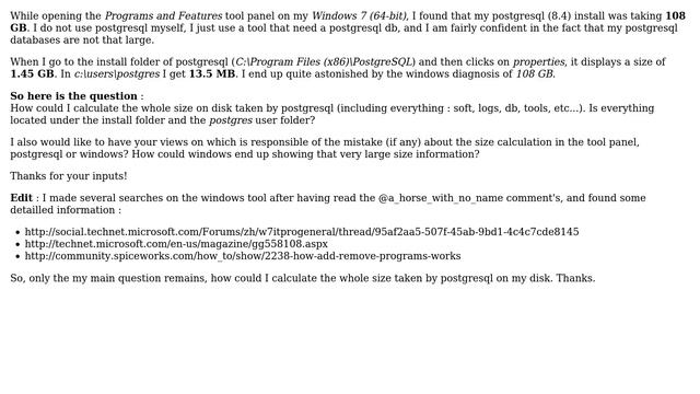 Determining the full postgresql size on windows смотреть онлайн