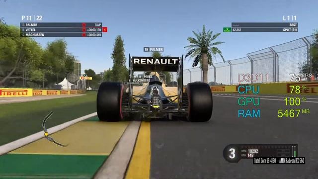 AMD Radeon RX 560 -- Intel Core i3-4160 -- F1 2016 Benchmark смотреть онлайн