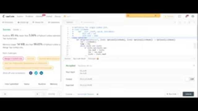Merge two sorted linked lists | Optimal | Leetcode | Python | Striver SDE sheet | Solution смотреть онлайн