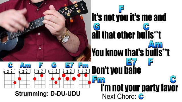PARTY FAVOR - Billie Eilish (Ukulele Play Along with Chords and Lyrics) смотреть онлайн