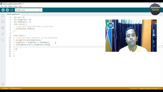 Code to fade an LED using Arduino UNO | fading an LED Sketch | Arduino Tutorial | Arduino IDE 2.1. смотреть онлайн