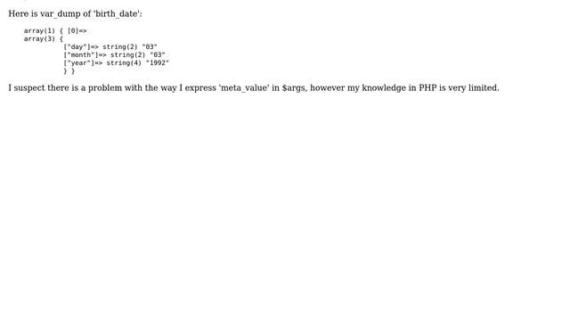 Wordpress: Problem with WP_User_Query when 'meta_value' is an array смотреть онлайн