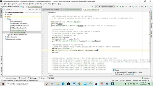 10. Kotlin. Declaración de variables de tipo de dato String, propiedades y métodos de Strings. смотреть онлайн