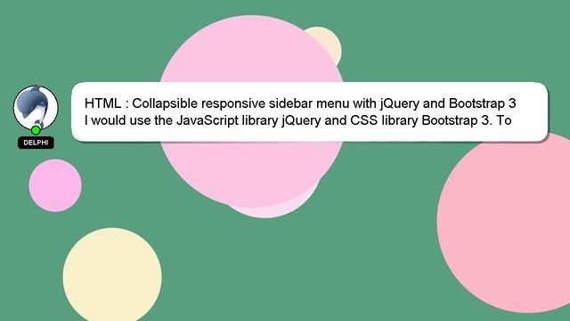 HTML : Collapsible responsive sidebar menu with jQuery and Bootstrap 3 смотреть онлайн