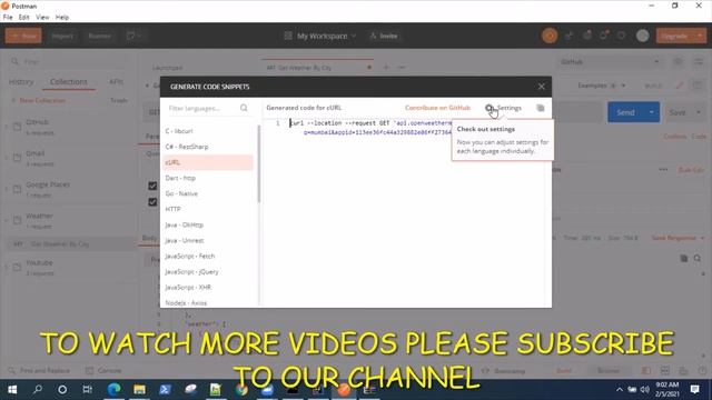 Postman Tutorial - Generate code for API Requests in different languages with Postman Code Generato смотреть онлайн